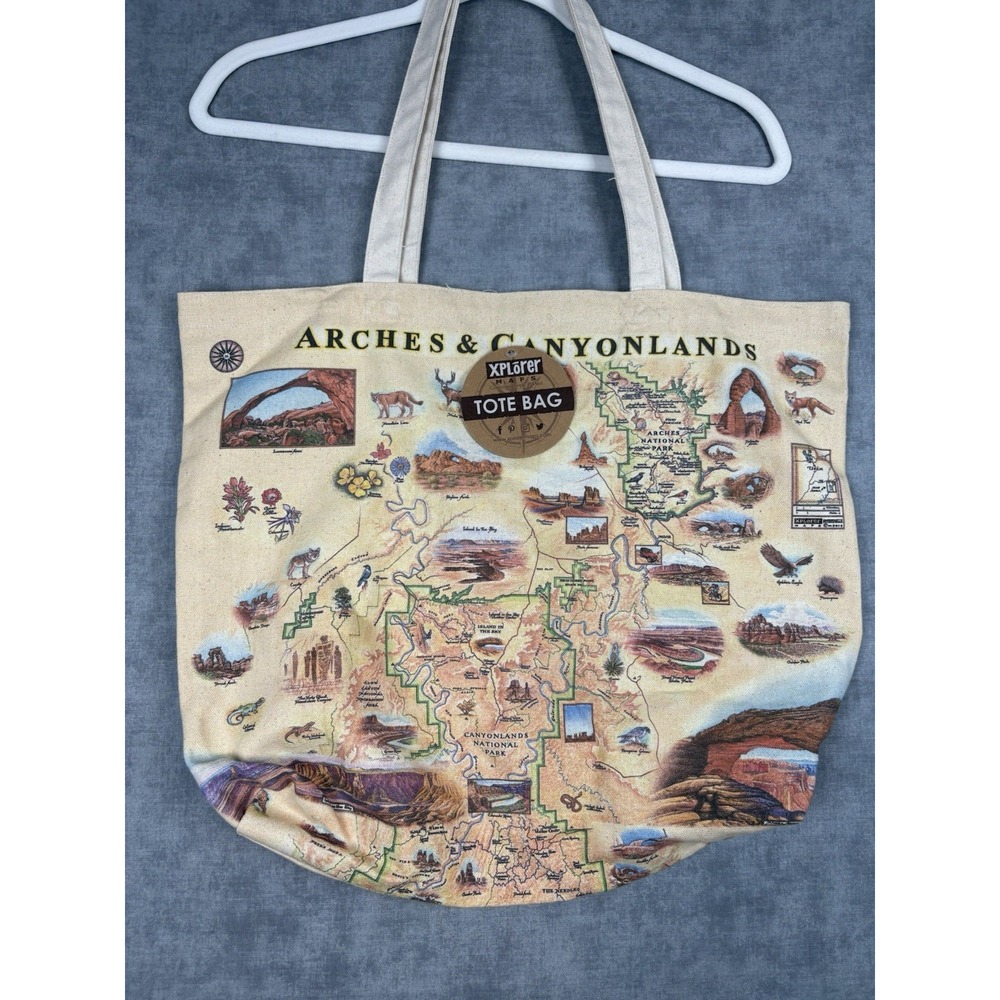 Xplorer Maps Arches & Canyonlands Canvas Tote Bag Map Print NWT 18.5x16